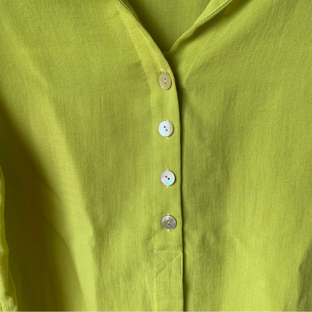 Fridaze Linen Button Front And Back Lime Top - image 3